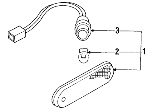 1993 Nissan NX Bulbs Lamp Assembly-Rear Side Marker, RH Diagram for B6190-67Y00