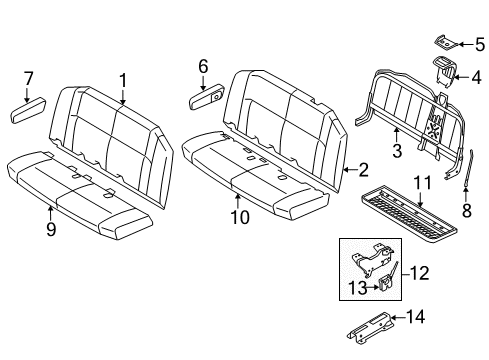 2013 Ford E-350 Super Duty Rear Seat Components Seat Back Frame Diagram for 8C2Z-16613A38-A