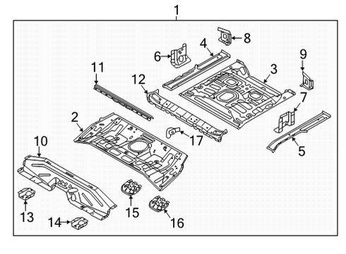 2020 Hyundai Ioniq Rear Floor & Rails Panel Assembly-Rear Floor Diagram for 65510-G7500