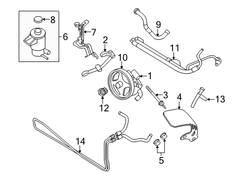 2010 Ford Mustang P/S Pump & Hoses, Steering Gear & Linkage Power Steering Pump Diagram for AR3Z-3A674-BRM