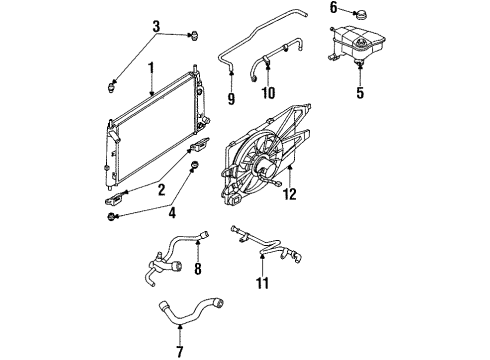 1996 Ford Contour Radiator & Components Upper Hose Diagram for F5RZ-8260-A