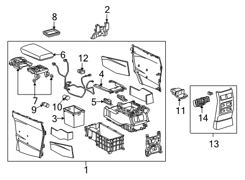 2010 Lexus RX350 Center Console Door Sub-Assembly, Console Diagram for 58906-0E010