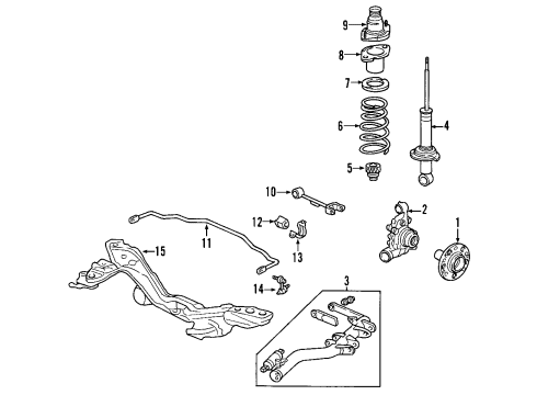 2011 Honda CR-V Rear Suspension Components, Upper Control Arm, Stabilizer Bar Arm, Right Rear Trailing Diagram for 52370-SWA-A10