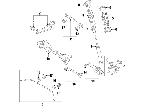 2012 Hyundai Azera Rear Suspension Components, Lower Control Arm, Upper Control Arm, Stabilizer Bar Bracket Assembly-Rear, LH Diagram for 55330-3V011