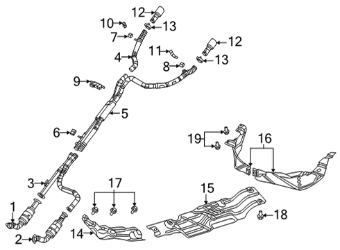 2021 Ram 1500 Exhaust Components Shield-Exhaust Diagram for 68453280AE