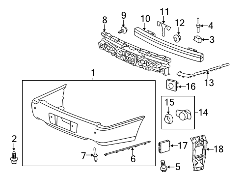 2009 Cadillac DTS Rear Bumper Park Sensor Housing Diagram for 25767185