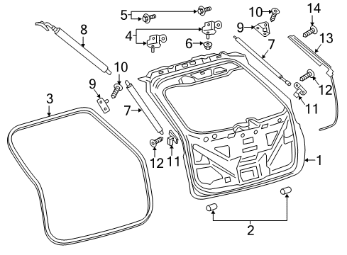 2019 Ford Edge Lift Gate Support Cylinder Diagram for KT4Z-58406A10-A