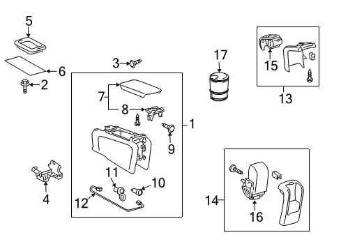 2005 Toyota Prius Console Cup Holder Diagram for 55630-47021-A0