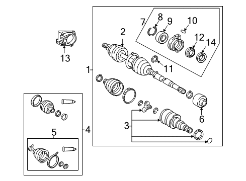 2005 Toyota Corolla Drive Axles - Front Inner Boot Diagram for 04438-02180