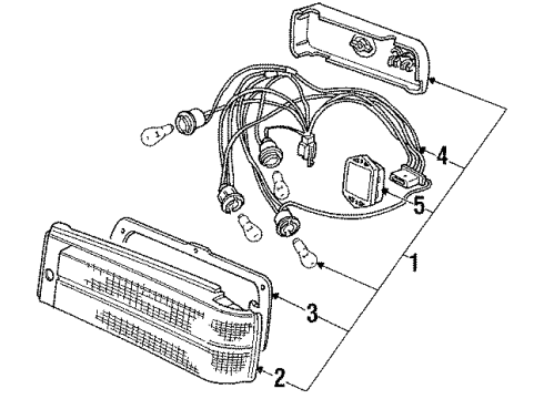 1985 Honda Accord Tail Lamps Lens & Housing, L. Taillight Diagram for 33551-SA6-672