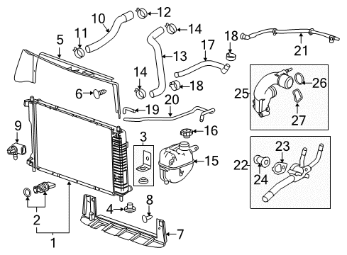 2012 Chevrolet Equinox Radiator & Components Upper Hose Diagram for 23223837