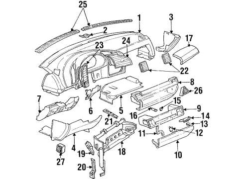 1992 BMW 325i Instrument Panel Cover With Grille And Lock Diagram for 64221387464