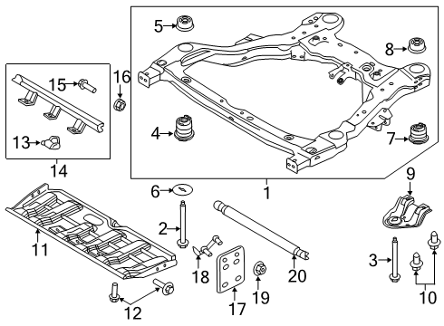 2017 Ford Explorer Crossmembers & Components - Front Side Bracket Diagram for EB5Z-78001A08-D