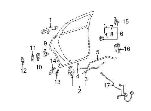 2006 Buick LaCrosse Rear Door - Lock & Hardware Handle, Outside Diagram for 15773794