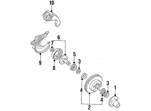 1996 Ford Ranger Front Brakes Shield Diagram for F57Z-1214-A