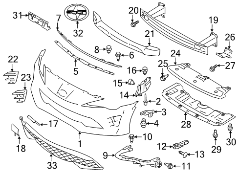 2017 Toyota 86 Front Bumper Bumper Cover Diagram for SU003-06828