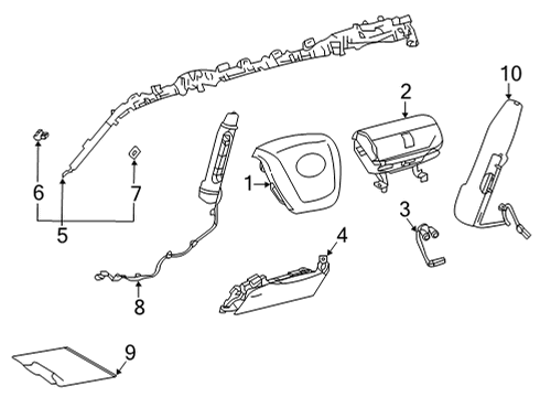 2022 Toyota Sienna Air Bag Components Head Air Bag Diagram for 62180-08060