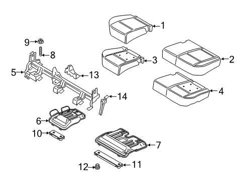 2019 Ford EcoSport Rear Seat Components Seat Cushion Pad Diagram for GN1Z-5863840-D