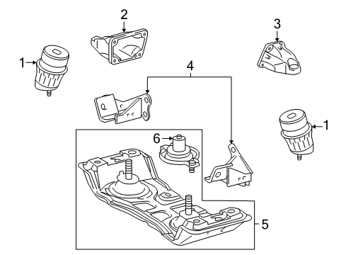 2011 Lexus GS450h Engine & Trans Mounting Bracket, Engine Mounting, Rear NO.2 Diagram for 12325-31030