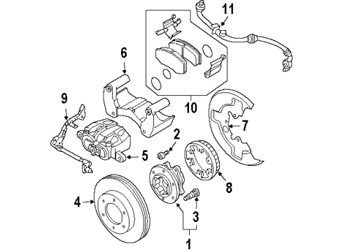 2003 Isuzu Axiom Front Brakes Support FRT Disc Br Diagram for 8-97287-249-1