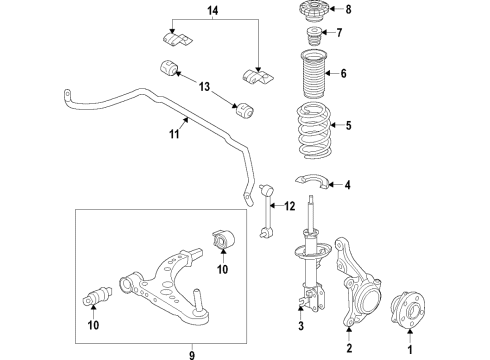 2016 Chevrolet Volt Front Suspension Components, Lower Control Arm, Stabilizer Bar Front Coil Spring Diagram for 23145141