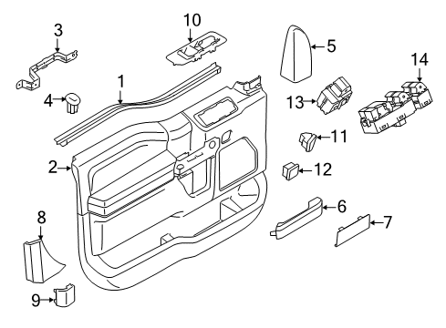 2015 Ford F-150 Front Door Armrest Cover Diagram for FL3Z-1822642-AA