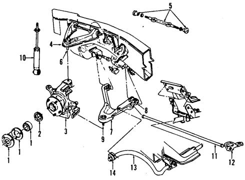 1994 Dodge Dakota Front Suspension Components, Lower Control Arm, Upper Control Arm, Stabilizer Bar Bushing Diagram for 4447006