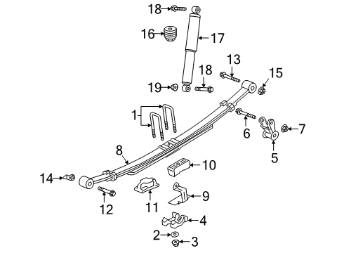 2021 Chevrolet Silverado 1500 Rear Suspension Leaf Spring Rear Bolt Diagram for 11548769