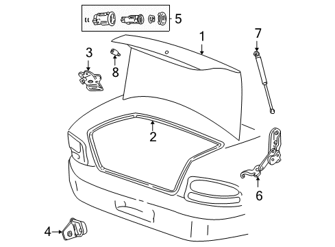 2001 Chrysler Sebring Trunk PROP/GAS-Deck Lid Diagram for 4878430AD