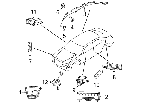 2009 Dodge Challenger Air Bag Components Air Bag Clock Spring Diagram for 68034898AB