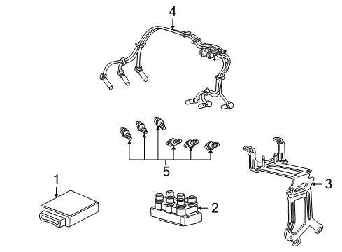 2001 Ford Explorer Sport Trac Ignition System Cable Set Diagram for XU2Z-12259-EA