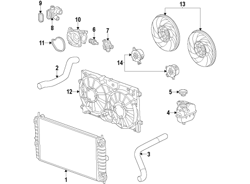 2013 Chevrolet Malibu Cooling System, Radiator, Water Pump, Cooling Fan Radiator Diagram for 20979496