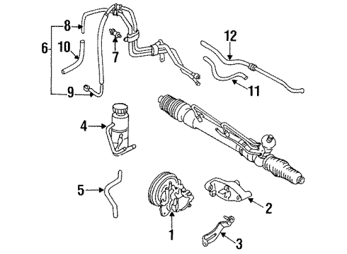 1995 Kia Sephia P/S Pump & Hoses, Steering Gear & Linkage Hose-Suction Diagram for 0K24132688E