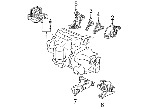 2007 Honda Fit Engine & Trans Mounting Bracket, Transmission Mounting (Automatic) Diagram for 50825-SLN-A80