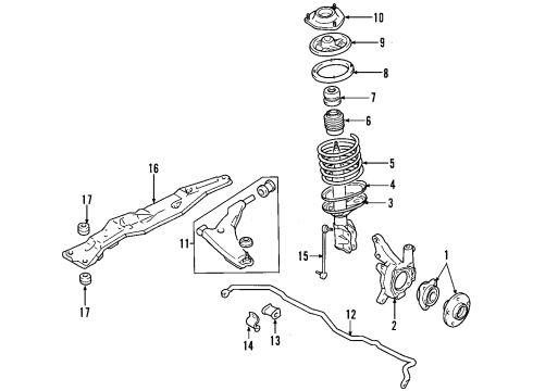 2003 Dodge Stratus Front Suspension, Lower Control Arm, Upper Control Arm, Stabilizer Bar, Suspension Components BUSHING-SWAY Bar Diagram for MR589815