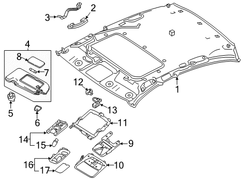 2017 Infiniti Q50 Interior Trim - Roof Map Lamp Assy Diagram for 26430-6HC5C