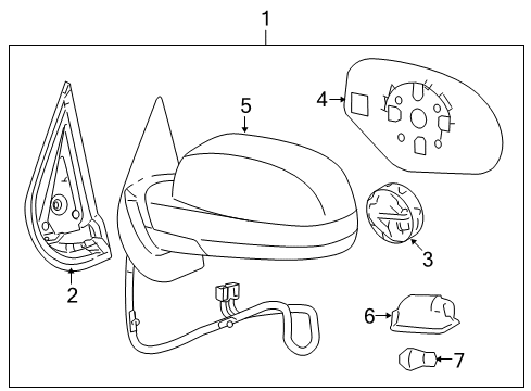 2010 GMC Yukon Mirrors Mirror Assembly Diagram for 20756873