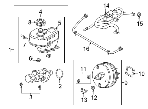 2019 Ford Ranger Hydraulic System Reservoir Tank Pin Diagram for EB3Z-2462-A