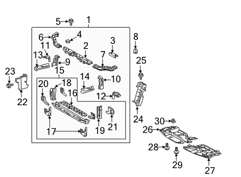 2007 Scion tC Radiator Support Bumper Bracket Diagram for 52145-21050