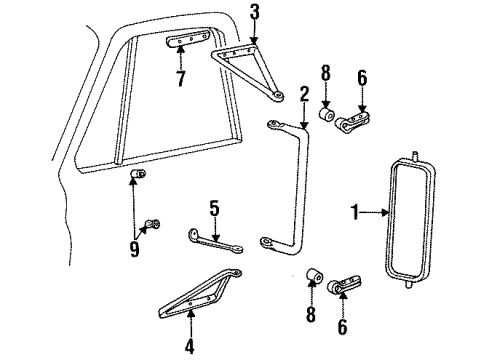 1988 GMC R3500 Outside Mirrors Mirror Asm-Rear View Diagram for 14016682