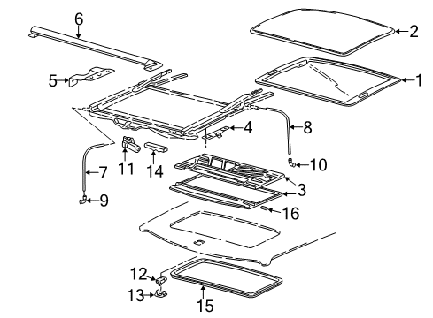 1998 Chevrolet Malibu Sunroof Actuator Asm, Sun Roof Diagram for 22605685