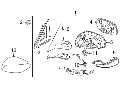 2016 Infiniti Q70 Parking Aid Door Mirror Assembly-RHRH Diagram for 96301-4AM0C