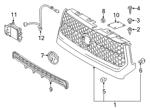 2019 Toyota Tundra Cruise Control System Grille Assembly Diagram for 53101-0C040-A0