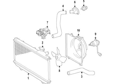 1998 Toyota Camry Cooling System, Radiator, Water Pump, Cooling Fan Fan Motor Diagram for 16363-74260