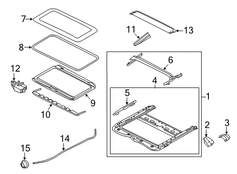 2015 Nissan Pathfinder Sunroof Reinforce-Sunroof Diagram for 73158-3JA1A