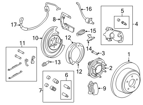 2007 Lincoln Navigator Rear Brakes Caliper Support Bolt Diagram for -W707292-S426