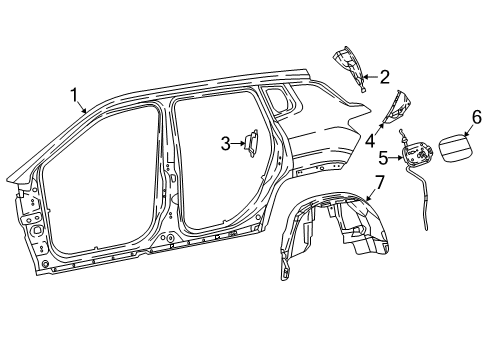 2022 Jeep Compass Quarter Panel & Components Shield-WHEELHOUSE Diagram for 68378619AA