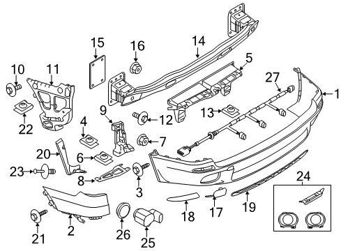 2013 BMW X5 Rear Bumper Trim, Towing Lug, Primed, Left Diagram for 51128037279