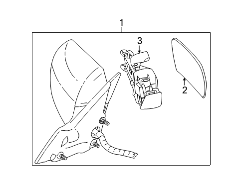 2004 Cadillac CTS Outside Mirrors Mirror Kit, Outside Rear View Diagram for 88892697