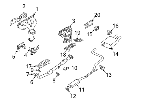 2005 Nissan Altima Exhaust Components, Exhaust Manifold Cover-Exhaust Manifold Diagram for 16590-9J301